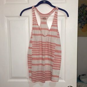 Pink and white stripped razor back tank